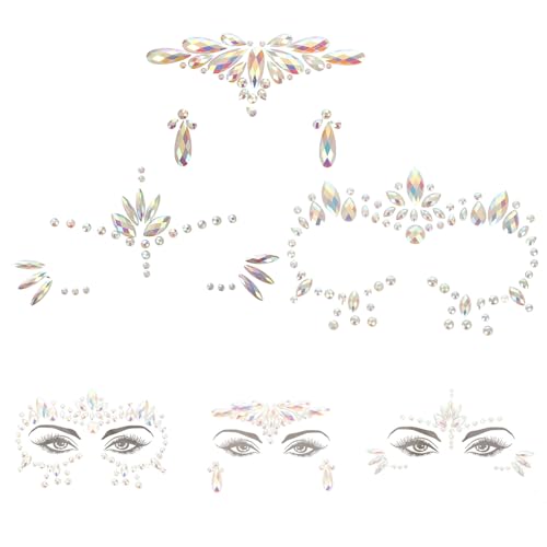 Homoyoyo 3 Blätter Glow in The Dark Gesicht Edelsteine Aufkleber Teiliges mit Strassstickern für Halloween Karneval und Partys Luminöse Gesichtstattoos für Auffällige Looks von Homoyoyo
