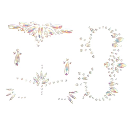 Homoyoyo 3 Blätter Nachtleuchtende Gesicht Edelsteine Strass Aufkleber Fluoreszierende Gesicht Juwelen Tattoos für Halloween Karneval Festival Kostüm Party von Homoyoyo