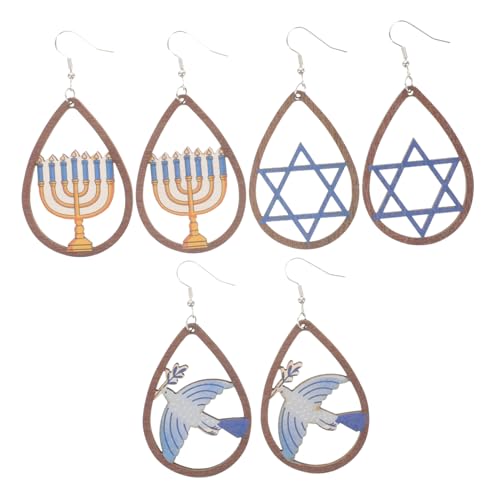 Homoyoyo 3 Paare Frauen Holzohrringe Minimalistische Tropfohrringe mit Einzigartigem Design für Besondere Anlässe Ästhetische Holzohrringe von Homoyoyo