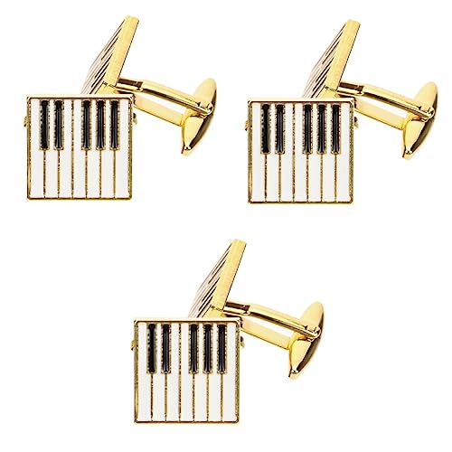 Homoyoyo 3 Paare Goldene Piano Manschettenknöpfe für Herren Kreative Hemd Manschettenknöpfe Einzigartige Themen Hemd Studs für Männer Valentinstag Weihnachten Geburtstage von Homoyoyo