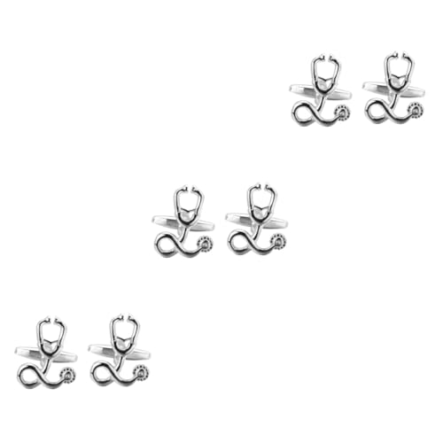 Homoyoyo 3 Paare Kreative Manschettenknöpfe Silber für Herren Hemdmanschetten mit Design für Hochzeiten Geschäftsmeetings Besondere Anlässe von Homoyoyo