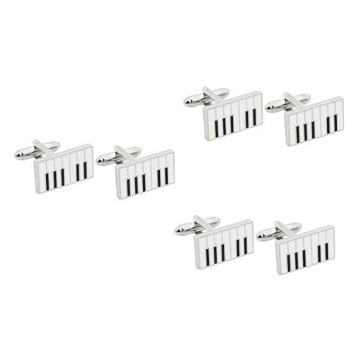 Homoyoyo 3 Paare Piano Design Manschettenknöpfe für Herren Cufflinks für Hochzeiten Geschäft Formelle Anlässe Hochwertige Metalloberfläche Stilvolles Herrenaccessoire von Homoyoyo