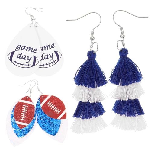 Homoyoyo 3 Paare Rugby Ohrringe Mehrlagige Tropfen Form Sport Ohrschmuck Leichtes Material Mädchen Festival Party von Homoyoyo