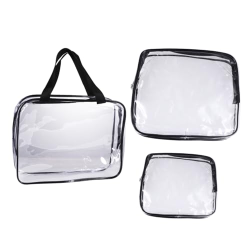 Homoyoyo 3 STÜCKE Teiliges Transparentes Wasserdichtes Kosmetiktaschen aus Strapazierfähigem PVC mit Reißverschluss Große Kapazität Tragbare Kulturbeutel für Damen und Herren für Reisen von Homoyoyo