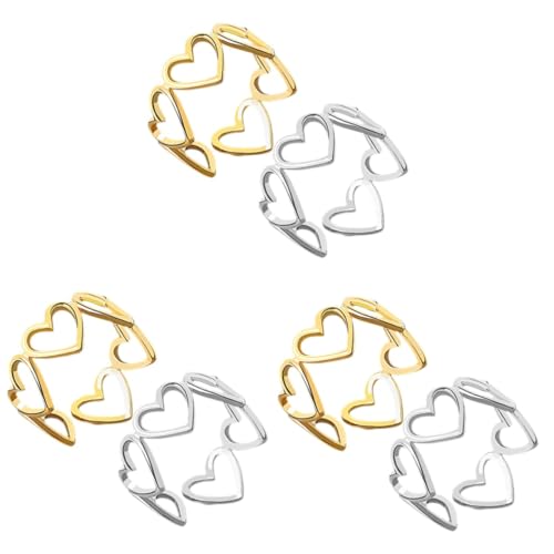 Homoyoyo 3 Sätze Herzringe Für Frauen Minimalistische Offene Finger Ringe Eleganter Schmuck Für Verstellbar Oder Besondere Anlässe 2 Stück * 3 von Homoyoyo