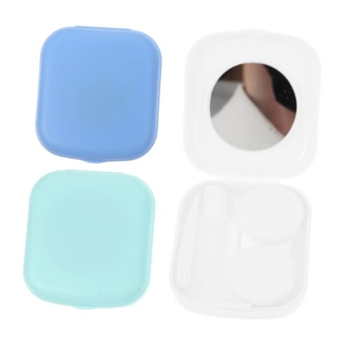 Homoyoyo 3 Sätze Kontaktlinsenbehälter für Damen Tragbare Auslaufsichere Aufbewahrungsboxen Kompakte Reise Container Langlebige Mini kontaktlinsenboxen in Mischfarben für Zuhause und von Homoyoyo