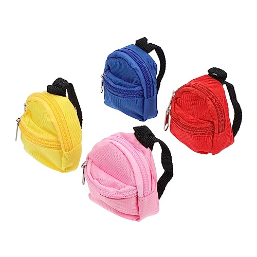 Homoyoyo 3 Sätze Puppenrucksack Tasche Mini Zurück Puppenhaus Mädchen Bezaubernde Rucksäcke Mit Reißverschluss DIY Puppe Zubehör Fotografie-Requisiten Polyester 4 Stück * 3 von Homoyoyo