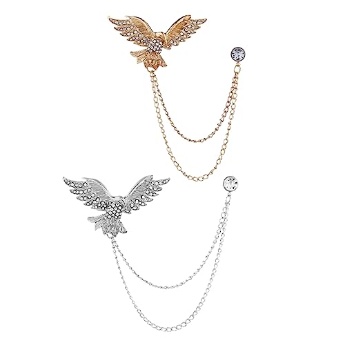 Homoyoyo 3 Sätze Rhinestone Anstecknadel Eagle Brosche Mit Kette Für Herren Reverspin Für Anzüge Formelle Anlässe Stilvolles Accessoire Für Jede 2 Stücke * 3 von Homoyoyo