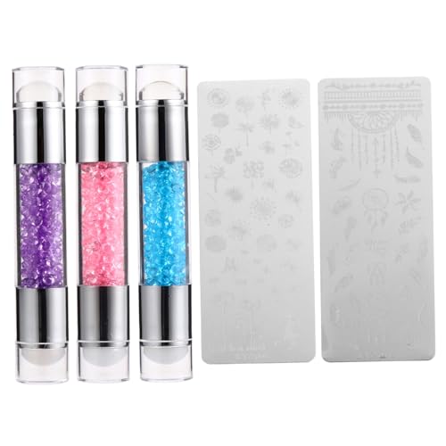 Homoyoyo 3 Sätze Teiliges Double end Nail Art Stamping aus Langlebigem Silikon mit Acryl vorlagen für DIY Maniküre Nageldesign Stempel French Nails Geeignet für Anfänger und Profis von Homoyoyo