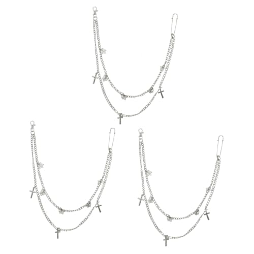Homoyoyo 3 Stck. Taillenkette Metallkette Hosenkette kreuzen Doppelschicht Damen Stilvoll dekorative Kette dekorative Jeanskette Hip-Hop-Hose-Kette Punk-Hose-Kette Legierung von Homoyoyo