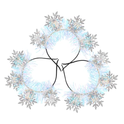 Homoyoyo 3 Stck. Teiliges Weihnachts Stirnband mit Silbernen Schneeflocken Glitzerndes Haaraccessoire für Frauen und Mädchen Dekorativer Leichter Haarkranz für Festliche Partys und von Homoyoyo