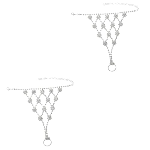 Homoyoyo 3 Stück Armreif Hochzeit Kette Armbänder Strass-Ring-Armband Edelsteine Handschmuck Diamant-Fingerarmband Fingermanschetten aus Strasssteinen Handring Kupfer von Homoyoyo