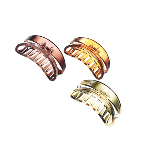 Homoyoyo 3 Stück Damen Haarklammern Mondform Hohl Design Robuste Kunststoff Kieferclips in Leuchtendem Schildpatt Hellbraun und Braun Schonend für Dünnes und Dickes Haar Verformungsfest UV von Homoyoyo