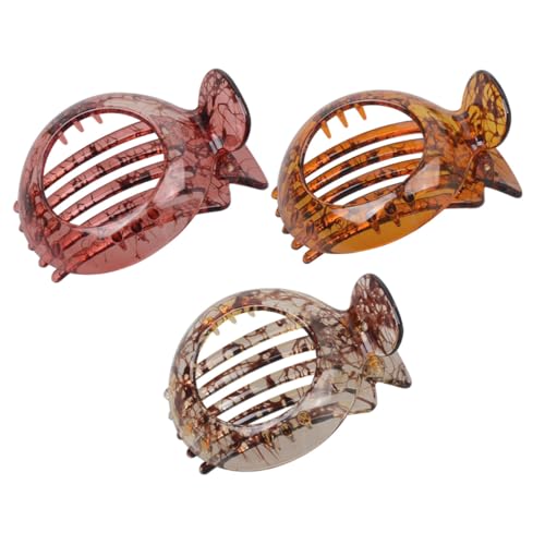 Homoyoyo 3 Stück Damen Haarklammern Rund Hohl Design Rutschfest für Dickes und Dünnes Haar Modische Haarspangen für Alltag Party Kosmetik und Reise in Tief Hellbraun von Homoyoyo