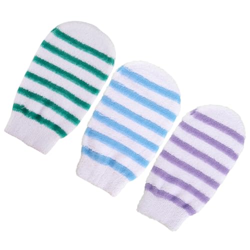 Homoyoyo 3 Stück Duschhandschuhe Peeling Body Scrubbing Mitts aus Baumwolle Doppelseitig Wiederverwendbar Hautfreundlich Exfolierend für Damen und Herren Sanfte Massage zur Zufällige Farbe von Homoyoyo