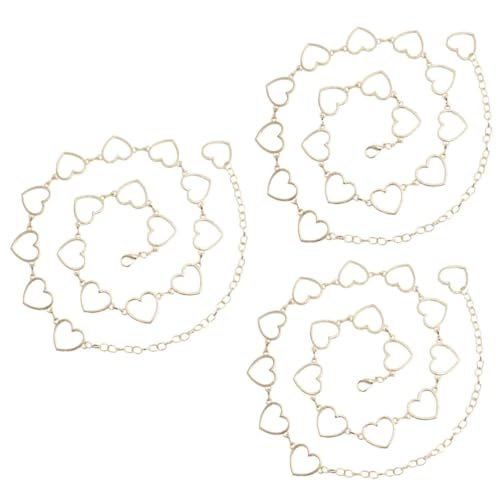 Homoyoyo 3 Stück Eleganter Herz Ketten Gürtel für Damen Goldene Metall Hüftkette für Kleider Bikinis Strandmode Stilvolle Taillendekoration für Besondere Anlässe von Homoyoyo