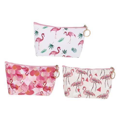 Homoyoyo 3 Stück Flamingo Kosmetiktasche wasserdichte Schminktasche mit Reißverschluss Großer Aufbewahrungstasche für Damen Reise Make up Organizer Geschenk von Homoyoyo