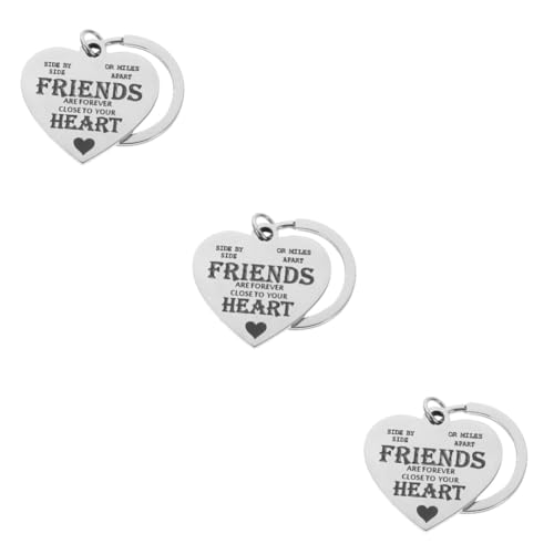 Homoyoyo 3 Stück Freundschaft Schlüsselanhänger Herzform Stilvoller Schlüsselring für Taschen Einzigartiges für Kollegen Freunde Langlebig von Homoyoyo
