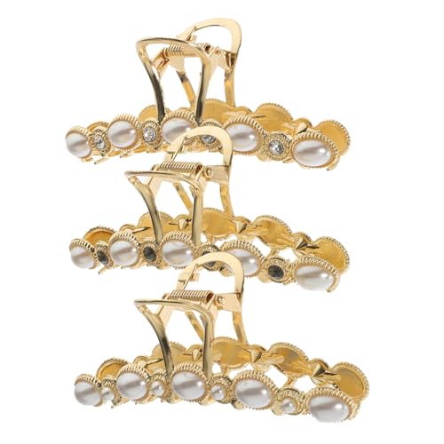 Homoyoyo 3 Stück Große Haarklammer Teiliges Perlen Haarspangen Rutschfestes Metall Haarspangen für Damen und Teenager Vielseitig für Dickes und Dünnes Haar von Homoyoyo