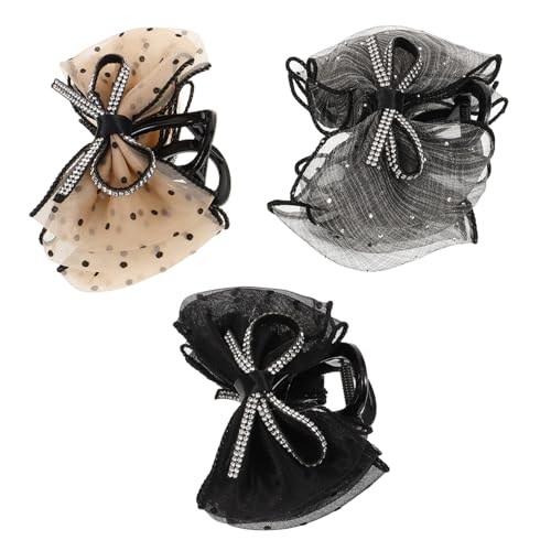 Homoyoyo 3 Stück Große Haarklammern für Frauen Haarkrallen mit Schleifen und Netz Design Stabile Haarspangen für Dünnes und Dickes Haar Haar Accessoires für Alltag und Feierlichkeiten von Homoyoyo