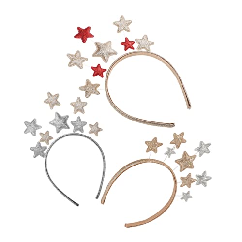 Homoyoyo 3 Stück Haarreif Teiliges mit Fünfzackigen Sternen Dekorative Glitzernde Haarschmuck Bögen in Gold Silber und Rot Haarreifen für Mädchen für Partys und Festlichkeiten von Homoyoyo
