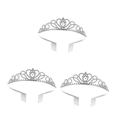 Homoyoyo 3 Stück Haarreif Tiara mit Kleinem Kamm Silber Hochzeits Braut Haarschmuck für Damen Hochzeit Verlobung Party Geeignet von Homoyoyo
