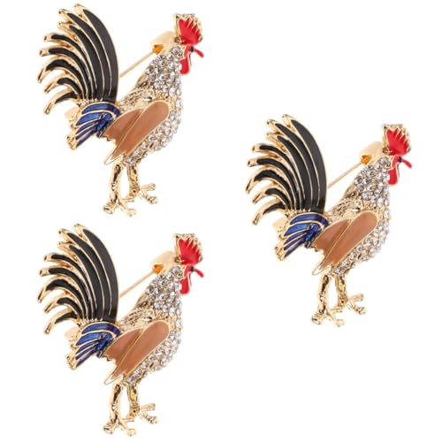 Homoyoyo 3 Stück Hahn Brosche Anstecknadel Damen Brosche Hühner Brosche Weihnachtsstern Brosche Wäscheklammern Spinnen Brosche Marienkäfer Brosche Hühner Brosche Damenkleidung von Homoyoyo