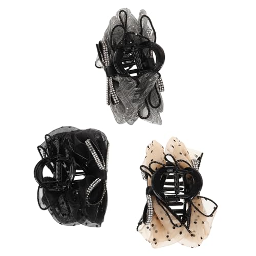 Homoyoyo 3 Stück Hai-Clip-Kopfschmuck Haarschmuck für Damen Schmetterling Produkte Bogen Styling Haarklemmen Krallenclips für Haare Klauenclips für dickes Haar Gittergewebe von Homoyoyo