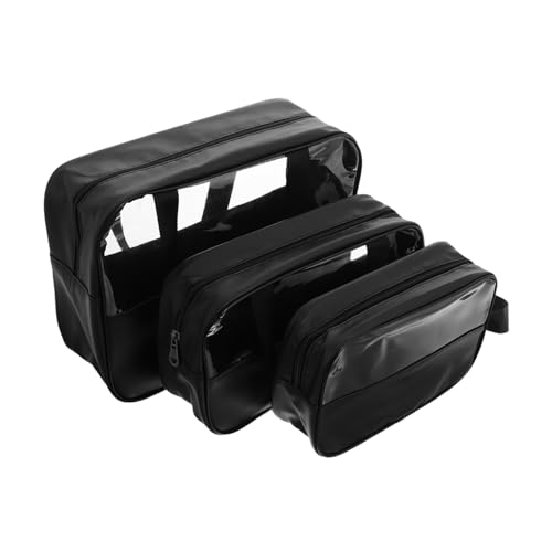 Homoyoyo 3 Stück Halbtransparente Kosmetiktasche Set Teilig Großer Kulturbeutel mit Reißverschluss Handlich für Reisen und Zuhause Makeup Organizer mit Großer Kapazität von Homoyoyo