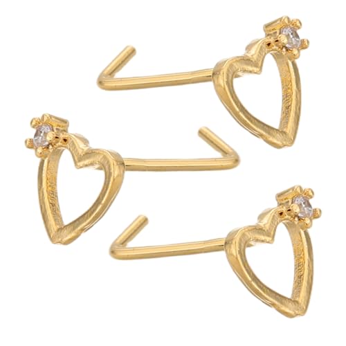 Homoyoyo 3 Stück Herz Nasenstecker Form mit Zirkonia Damen Nasenpiercing Schmuck Langlebig Sicher Bequem Alltag Valentinstag von Homoyoyo