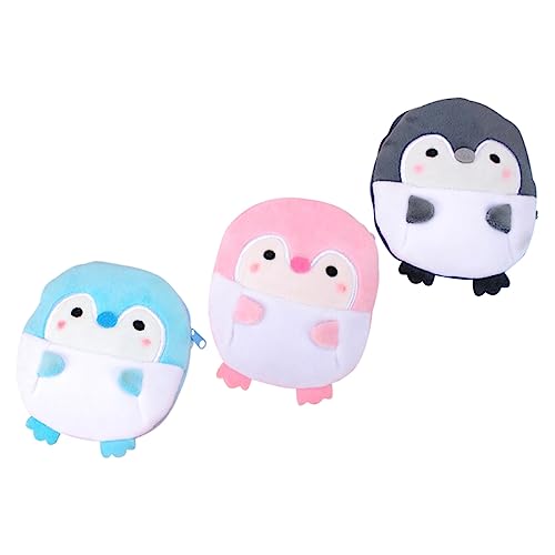 Homoyoyo 3 Stück Kreative Cartoon Münzbeutel Tragbare Plüsch Geldbörse im Pinguin Design für Lippenstift und Kleingeld für Unterwegs Leicht und Langlebig von Homoyoyo