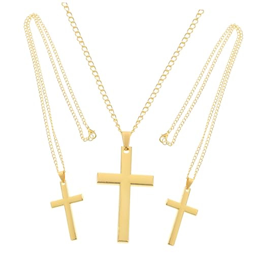 Homoyoyo 3 Stück Kreuzketten für Herren und Damen Vergoldete Halsketten mit Kreuzanhänger Vielseitiger Schmuck für Party Hochzeit Alltag und von Homoyoyo