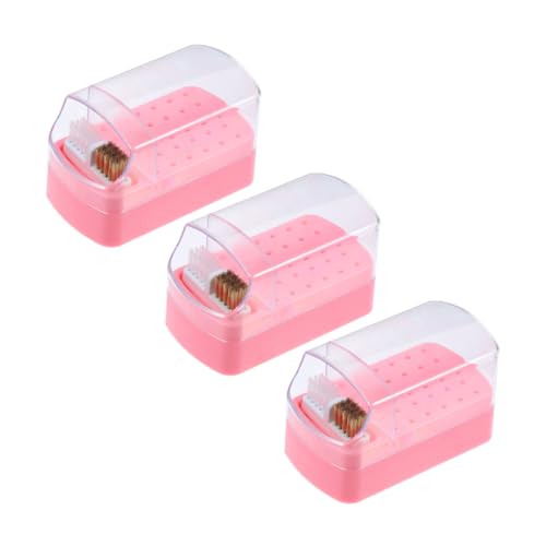 Homoyoyo 3 Stück Nagelbohrer Aufbewahrungsbox mit Reinigungsbürste Kompakter Nagelfräser Organizer Robustes Maniküre Werkzeug für Zuhause und Salon Praktischer Bohrerhalter für Schleifköpfe von Homoyoyo