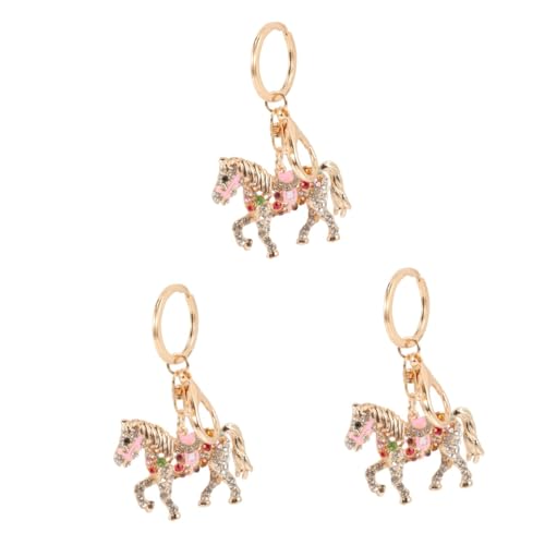 Homoyoyo 3 Stück Pferde Schlüsselanhänger mit Kristallverzierung Niedlicher Anhänger für Taschen Rucksäcke Autoschlüssel Perfektes für Pferdeliebhaber von Homoyoyo
