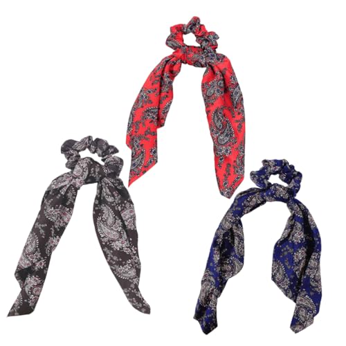 Homoyoyo 3 Stück Retro Scrunchy Scarf Haargummis mit Langem Chiffon Schal Modische Haarringe für Damen Elastische Haarbänder Vielseitig für Dünnes und Dickes Haar Farblich Zufällige Farbe von Homoyoyo