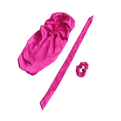 Homoyoyo 3 Stück Satin Bonnet Teiliges für Damen Nachtmütze zum Schlafen Elastische Kopfhaube für Lange Zöpfe Dreadlocks und Lockiges Haar Leuchtendem von Homoyoyo