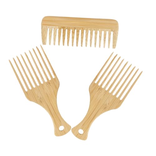 Homoyoyo 3stücke Holzkamm Mit Breiten Zähnen Für Lockiges Haar Entwirrer Aus Hochdichtem Bambus Styling-tool Für Männer Und Frauen Natürlich Und Antistatisch von Homoyoyo