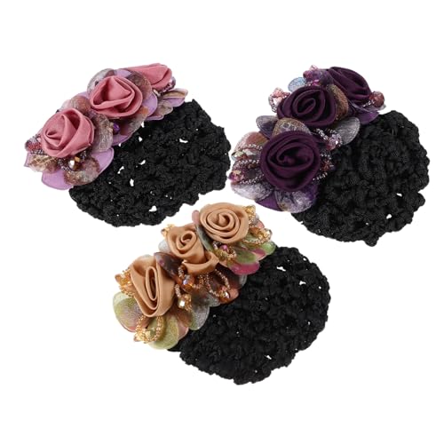 Homoyoyo 3 Stück Teiliges Blumen Haarbündchen Netz mit Haarklammern Haarschmuck Accessoires für Damen für Hochzeiten und Besondere Anlässe von Homoyoyo