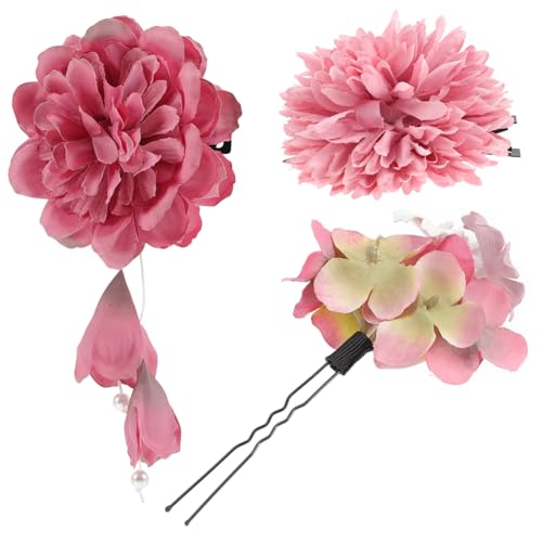 Homoyoyo 3 Stück Teiliges Chinesischer Stil Haarnadeln mit Künstlichen Blumen Haarschmuck Accessoires für Damen und Mädchen Komfortabel und Sicher Haltend für Hochzeit Party und Cosplay von Homoyoyo