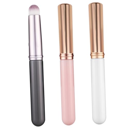 Homoyoyo 3 Stück Teiliges Concealer Pinselset mit Deckel Mini Lidschatten und Lippenpinsel für Nahtlose Blending Technik für Flüssig und Puder Formulierungen Rosa und Weiß von Homoyoyo