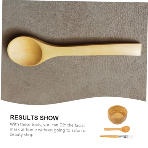 Homoyoyo 3 Stück Teiliges DIY Rührschüssel aus Natürlichem Inklusive Schüssel Löffel und Pinsel Hautfreundlich Langlebig Wiederverwendbar für Selbstgemachte Schönheitsmasken zu Hause von Homoyoyo