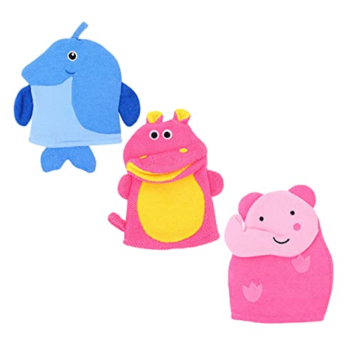Homoyoyo 3 Stück Teiliges Duschhandschuh Multifunktionale Sanfte Peeling Waschhandschuhe mit Niedlichen Tiermotiven Weiche Wiederverwendbare Badetücher für Zarte Hautpflege von Homoyoyo