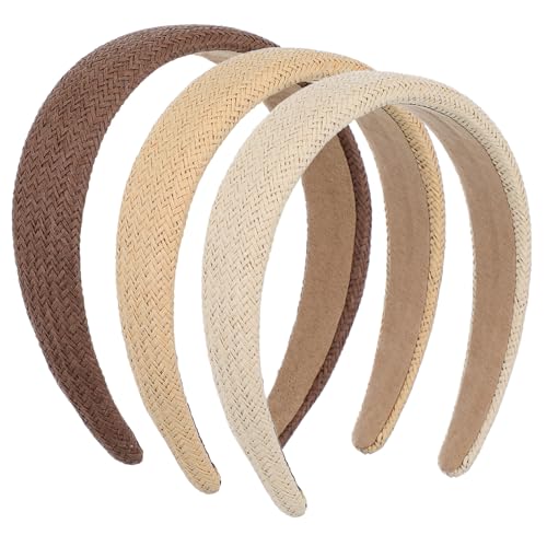 Homoyoyo 3 Stück Teiliges Gewebte Stirnbänder für Damen und Mädchen Modische Haarschmuck Accessoires in Beige Khaki und Braun Leichtes Stilvolles Haarband für Alltag Party und Outdoor von Homoyoyo