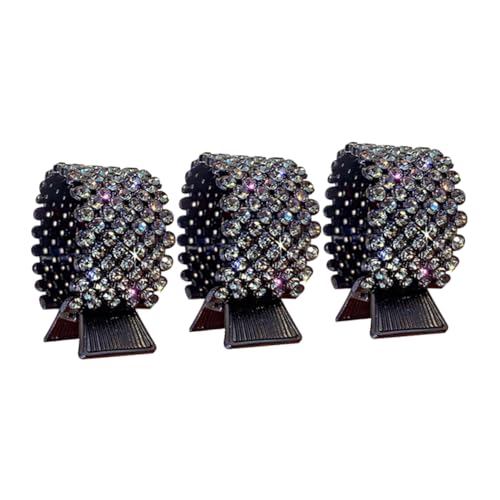 Homoyoyo 3 Stück Teiliges Glänzende Haarklammern aus Metall mit Kristallen für Hochsteckfrisuren Rutschfeste Ponytail Clips für Damen und Mädchen für Verschiedene Frisuren von Homoyoyo
