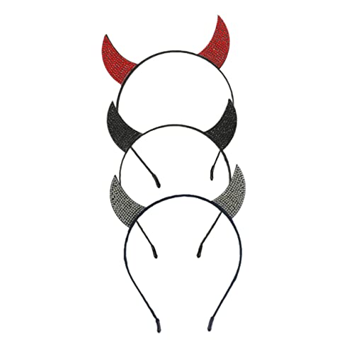 Homoyoyo 3 Stück Teiliges Halloween Teufelshorn Stirnband Wasserstrahl Verziert Cosplay Kopfschmuck für Party Karneval Verkleidung in Schwarz Rot und Weiß Vielseitiges Kostümzubehör von Homoyoyo