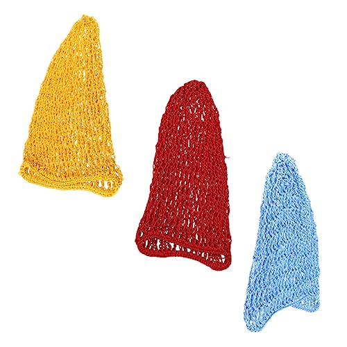 Homoyoyo 3 Stück Teiliges Handgehäkeltes Haarnetz aus Baumwoll viskose Elastisches Mesh haarnetz für Damen Atmungsaktive Schlafhaube zum Haarschutz in Gelb Himmelblau und Rot Bequem und von Homoyoyo