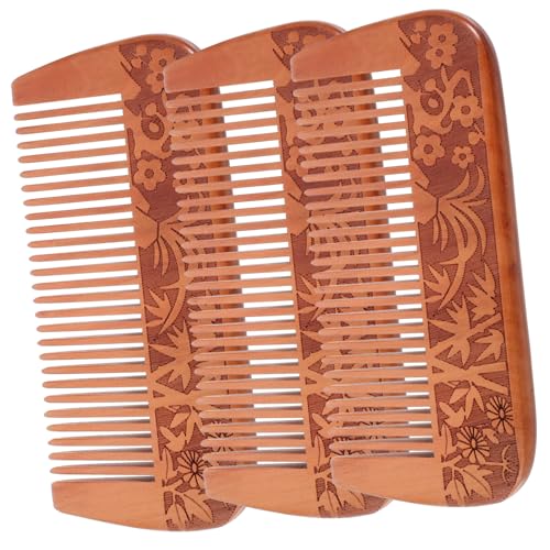 Homoyoyo 3 Stück Teiliges Holzhaarkämme mit Natürlichem Static Handgefertigt Doppelseitig Geschnitzt Kompakt für Männer und Frauen zur Frizz Reduktion und Einfachem Styling Unterwegs von Homoyoyo