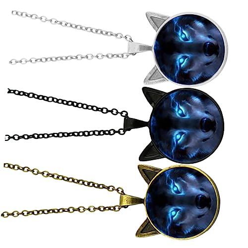 Homoyoyo 3stücke Teiliges Wolf-halsketten Bronze Silber Und Schwarz Chinesischer Stil Einzigartiger Anhänger Für Männer Kostümaccessoires Für Partys Und Besondere Anlässe von Homoyoyo