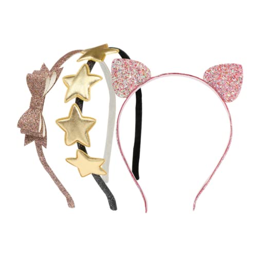 Homoyoyo 3 Stück Teiliges Katzenohren Stirnband Set mit Pailletten und Sternen Leichtes Komfortables Haarband für Mädchen und Damen Geeignet für Geburtstage Weihnachten und Besondere von Homoyoyo