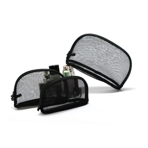 Homoyoyo 3 Stück Teiliges Kosmetiktaschen aus Schwarzem Transparentem Mesh mit Reißverschluss in Verschiedenen Leichte Reisefreundliche Make Up Organizer für Damen Langlebig und Kratzfest von Homoyoyo